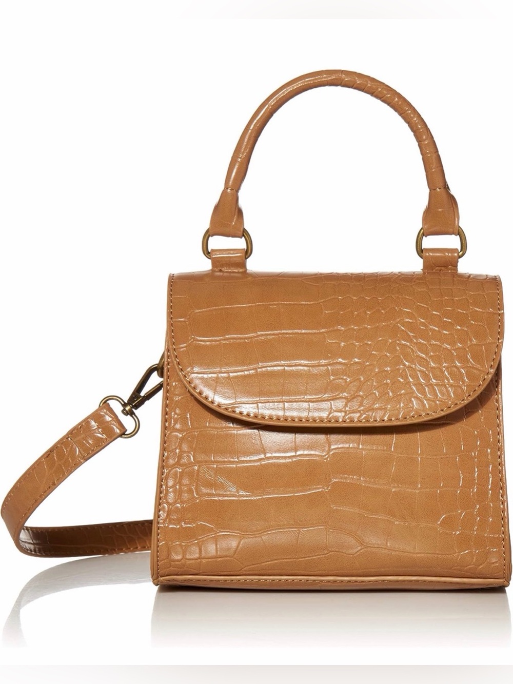 New Rare The Drop Women’s Diana Classic Croc-Embossed Top-Handle Bag in Tan